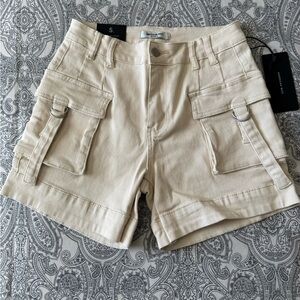 American Bazi Cream Cargo Shorts for Women